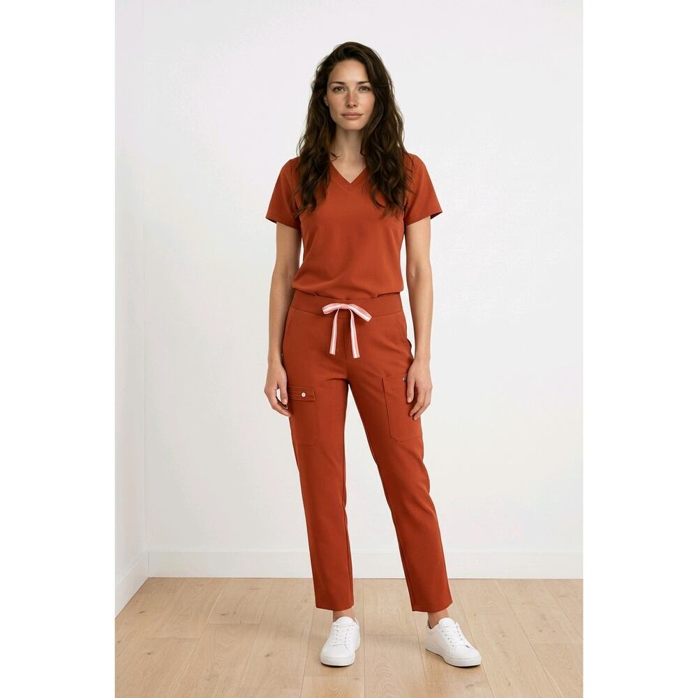 Copied - FIGS Yola Petite Skinny Scrub Pants XS Auburn AUB Yoga Waist W23SW2018P